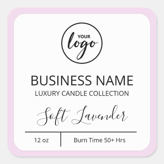フレッシュモダンロゴラベンダーキャンドルラベル スクエアシール (正面)