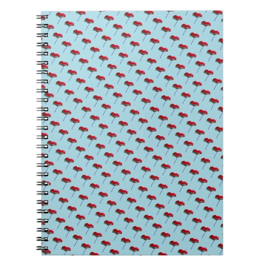 フレッシュモダンロマンチックなポピー花フローラプリント ノートブック (正面)