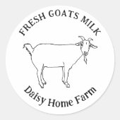 フレッシュヤギ牛乳ビジネス名Black and White ラウンドシール (正面)