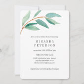 フレッシュユーカリプタスブランチ葉ブライダルシャワー 招待状 (正面)