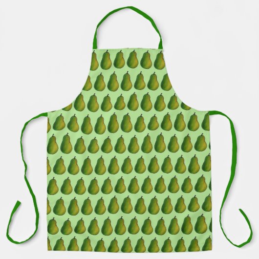 フレッシュライプグリーンナシフルーツグルメプリント エプロン (正面)