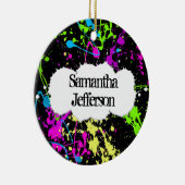 フレッシュレトロネオン絵を描（ばちゃばちゃ）跳ねるオンブラック セラミックオーナメント (右)