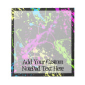 フレッシュレトロネオン絵を描（ばちゃばちゃ）跳ねるオンブラック ノートパッド (正面)