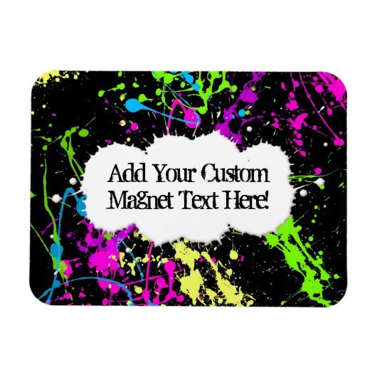 フレッシュレトロネオン絵を描（ばちゃばちゃ）跳ねるオンブラック マグネット (横)