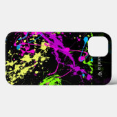 フレッシュレトロネオン絵を描（ばちゃばちゃ）跳ねるオンブラック Case-Mate iPhoneケース (裏面 (横))