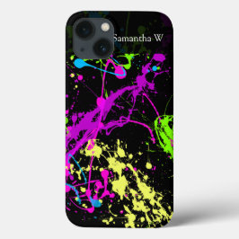 フレッシュレトロネオン絵を描（ばちゃばちゃ）跳ねるオンブラック iPhone 13ケース