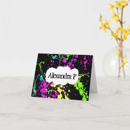 フレッシュレトロネオ絵を描ン(ばちゃばちゃ)跳ねるオンブラック カード (黄色い花)