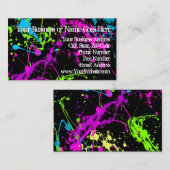 フレッシュレトロ絵を描ネオン（ばちゃばちゃ）跳ねるオンブラック80sパーティー 名刺 (正面/裏面)