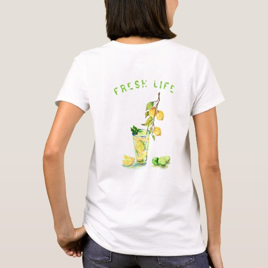 フレッシュレモカッコいいンジュース飲料レモネードTシャツ Tシャツ (裏面)