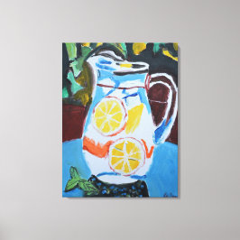 フレッシュレモネードピッチャーの静物画 キャンバスプリント