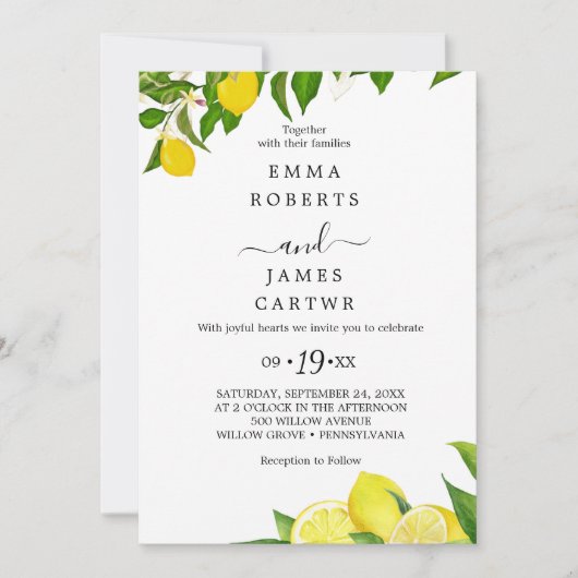 フレッシュレモンガーデン | メインスクイーズブライダルシャワー 招待状 (正面)