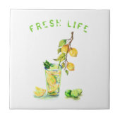 フレッシュレモンジュースカッコいいドリンクレモネードサマーパーティー タイル (正面)