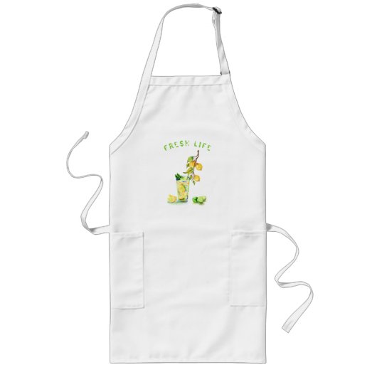 フレッシュレモンドリンクエプロンカスタム文字 ロングエプロン (正面)