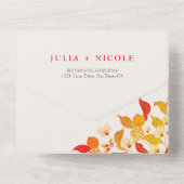 フレッシュレモンラブシトラスの葉結婚の オールインワン招待状 (裏面)