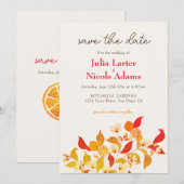 フレッシュレモンラブシトラスの葉結婚の セーブザデート (正面/裏面)