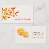 フレッシュレモンラブシトラスの葉結婚の プレイスカード (正面/裏面)