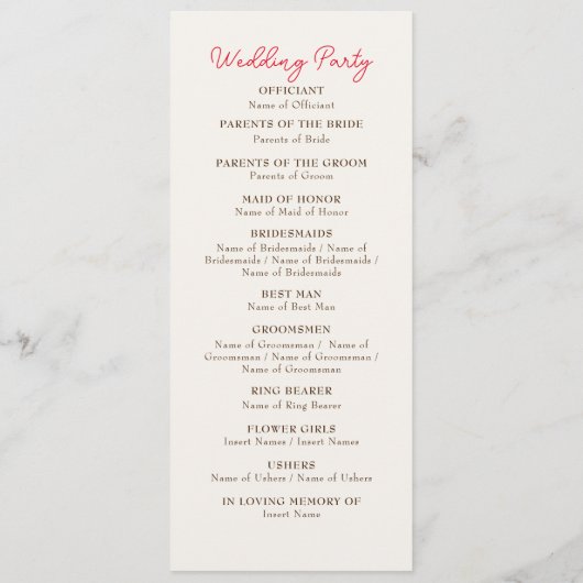 フレッシュレモンラブシトラスの葉結婚の プログラム (裏面)