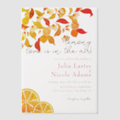 フレッシュレモンラブシトラスの葉結婚の ベラム紙招待状 (正面)