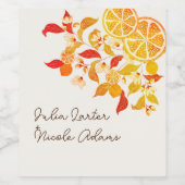 フレッシュレモンラブシトラスの葉結婚の ワインラベル (シングルラベル)