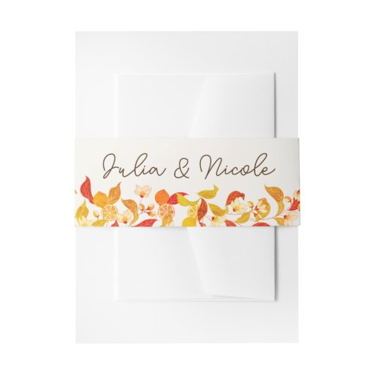 フレッシュレモンラブシトラスの葉結婚の 招待状ベリーバンド (正面例)