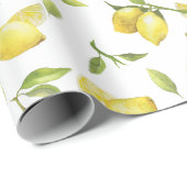 フレッシュレモン緑の花の水色 ラッピングペーパー (ロールコーナー)