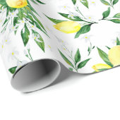 フレッシュレモン緑の花の水色 ラッピングペーパー (ロールコーナー)