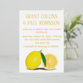 フレッシュレモン、自然、金ゴールド 箔招待状 (立ち正面)