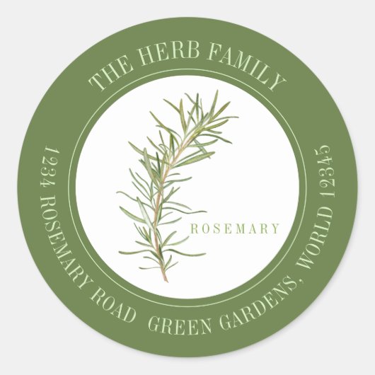 フレッシュローズマリースモールラウンド封筒用シール – 緑 ラウンドシール (正面)