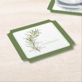 フレッシュローズマリーチケット紙コースター(+文字)グリーン ペーパーコースター (アングル)