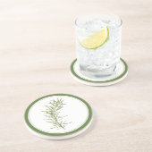 フレッシュローズマリーラウンドサンドストーンコースター – 文字グリーン コースター (側面)