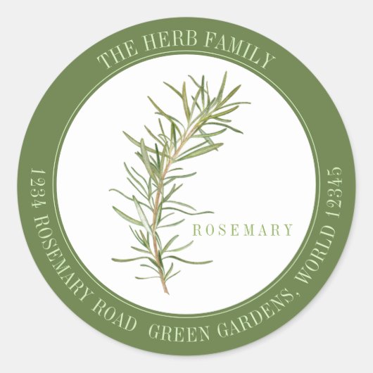 フレッシュローズマリーラージラウンド封筒用シール – 緑 ラウンドシール (正面)
