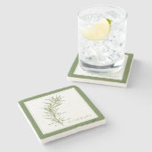 フレッシュローズマリー大理石コースター(+文字)緑 ストーンコースター (横)