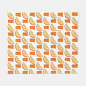 フレッシュ搾りOJオレンジジュース柑橘系フルーツスライス フリースブランケット (正面(横))