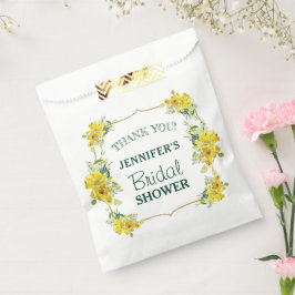 フレッシュ春イエローフローラブライダルシャワーありがとう フェイバーバッグ