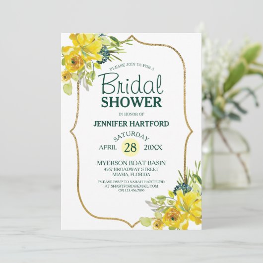 フレッシュ春イエローフローラブライダルシャワー 招待状 (スタンド正面)