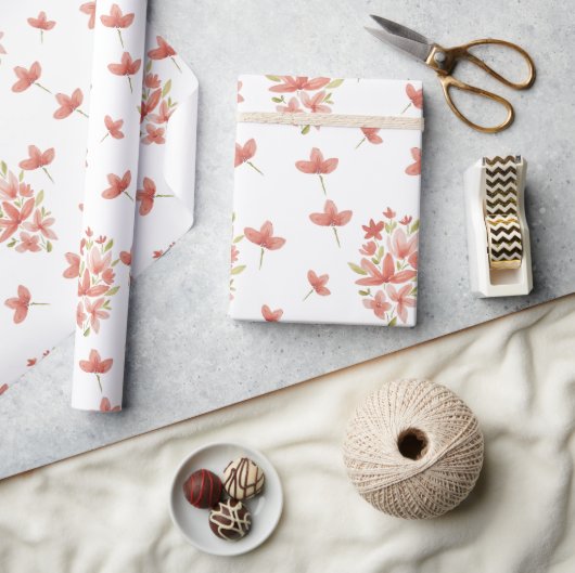 フレッシュ春ガーデンウォーターカラーハンド絵を描 ラッピングペーパー (クラフト)