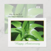 フレッシュ春グリーンリリー葉ズハッピーアニバーサリー ポストカード (正面/裏面)