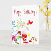 フレッシュ春ハッピーバースデー!-カスタマイズ カード (黄色い花)