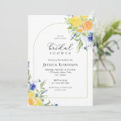 フレッシュ春フローラインブルー&イエローブライダルシャワー 招待状 (スタンド正面)