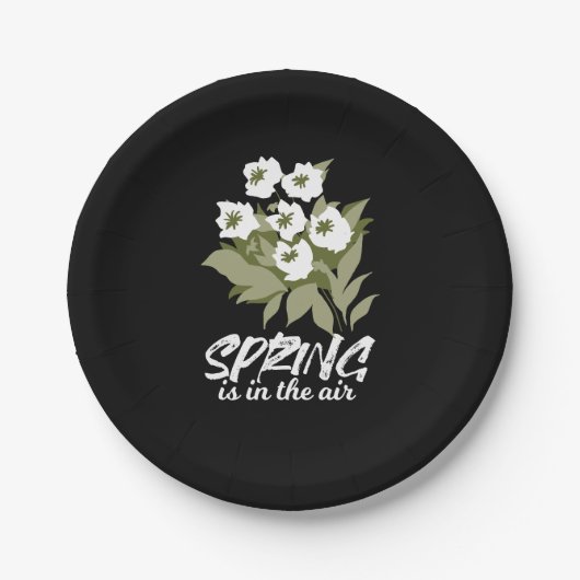 フレッシュ春ブーケアート – '春は空中にある' ペーパープレート (正面)