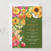 フレッシュ春夏花模様結婚式招待状 招待状 (正面)