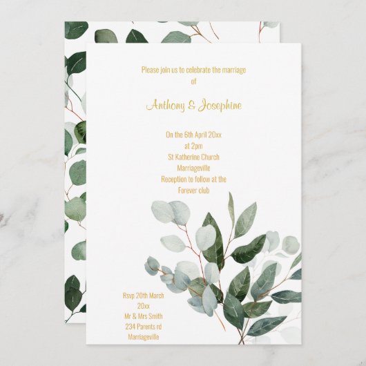 フレッシュ春植物花束結婚式招待状 招待状 (正面/裏面)