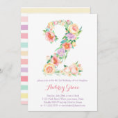 フレッシュ春2歳の誕生日パーティー招待少女 招待状 (正面/裏面)