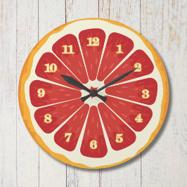 フレッシュ柑橘類スライス丸い壁時計：キッチンデコ ラージ壁時計