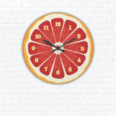 フレッシュ柑橘類スライス丸い壁時計：キッチンデコ ラージ壁時計