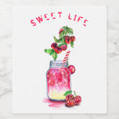 フレッシュ甘いさくらんぼカッコいいジュース飲み物 – 夏パーティー ワインラベル (シングルラベル)