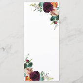 フレッシュ秋結婚フローラのメニュー メニュー (裏面)