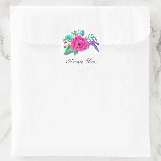 フレッシュ花模様結婚ズサンキューステッカー ラウンドシール (バッグ)