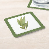 フレッシュ葉ベイファンシースクエアコースター – 文字グリーン ペーパーコースター (アングル)