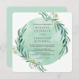 フレッシュ葉ユーカリ結婚植物薬 招待状